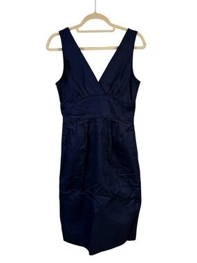 J. Crew Cotton Cady Karlie Dress Navy Size 4 v neck pencil skirt